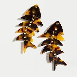 NWT J. Crew Acetate Fish Bone Statement Earrings